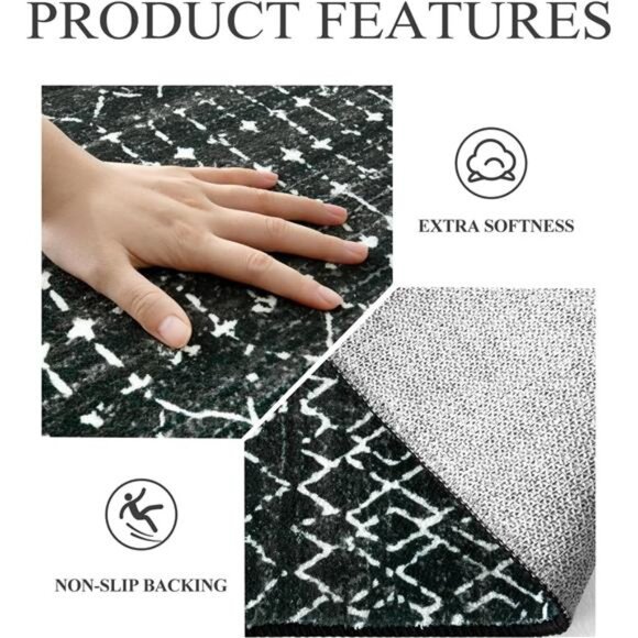 Moroccan Entry Rug 2x3, Non-Slip Washable Front Door Mat Indoor Rubber Backing - Picture 4 of 7